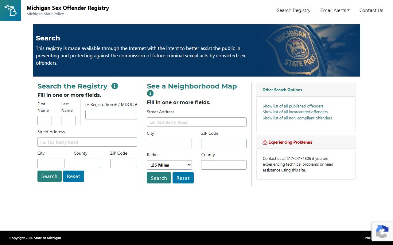 Mason County arrest records search on the Michigan Sex Offender Registry