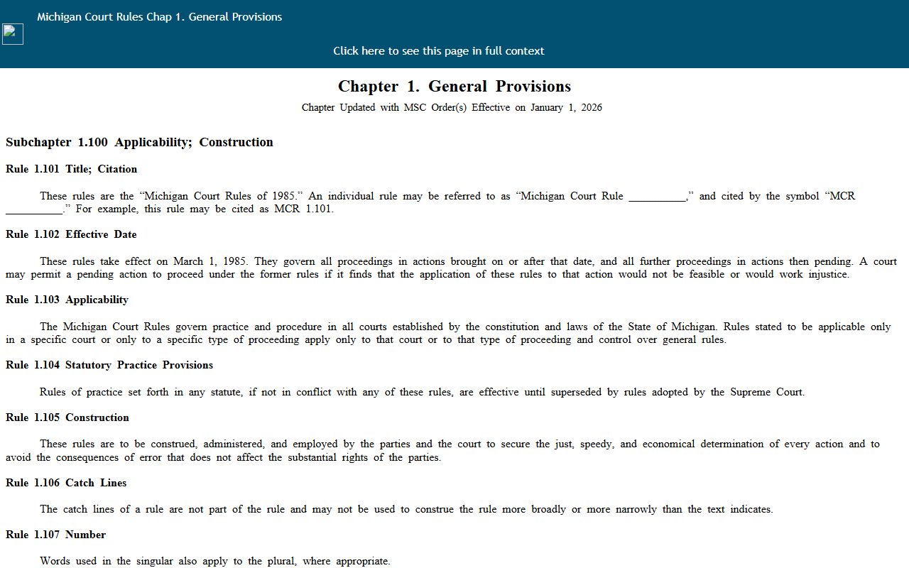 Mason County court records rule under Michigan Court Rule 1.109