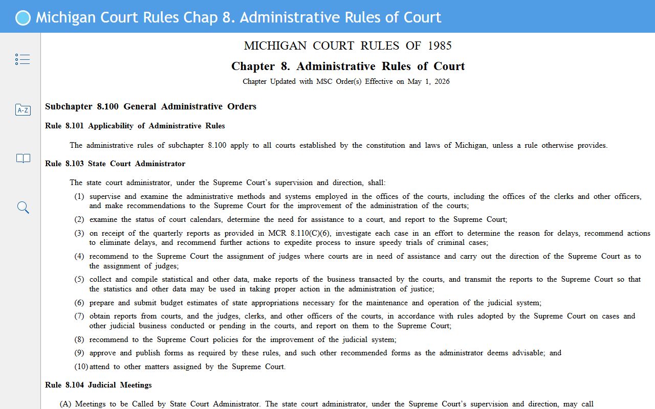 Mason County court records access under Michigan Court Rules Chapter 8