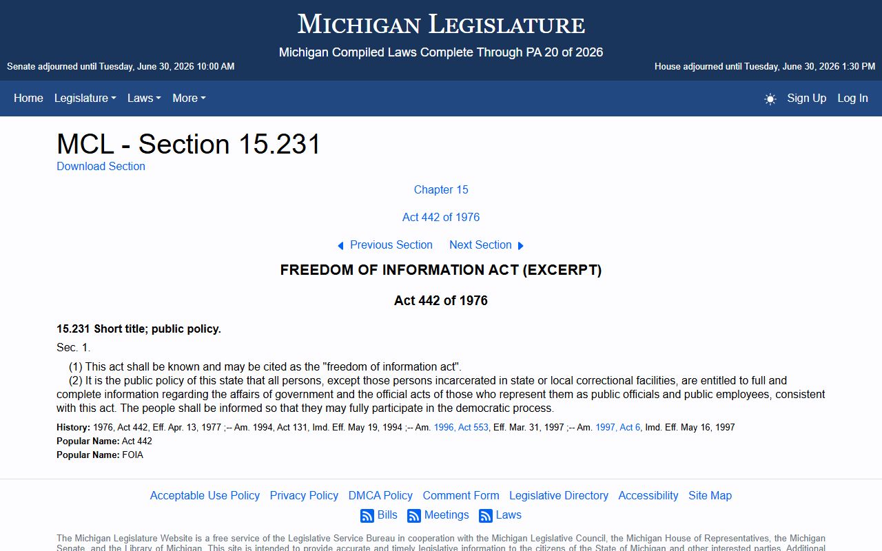 Mason County court records and the Michigan FOIA statute