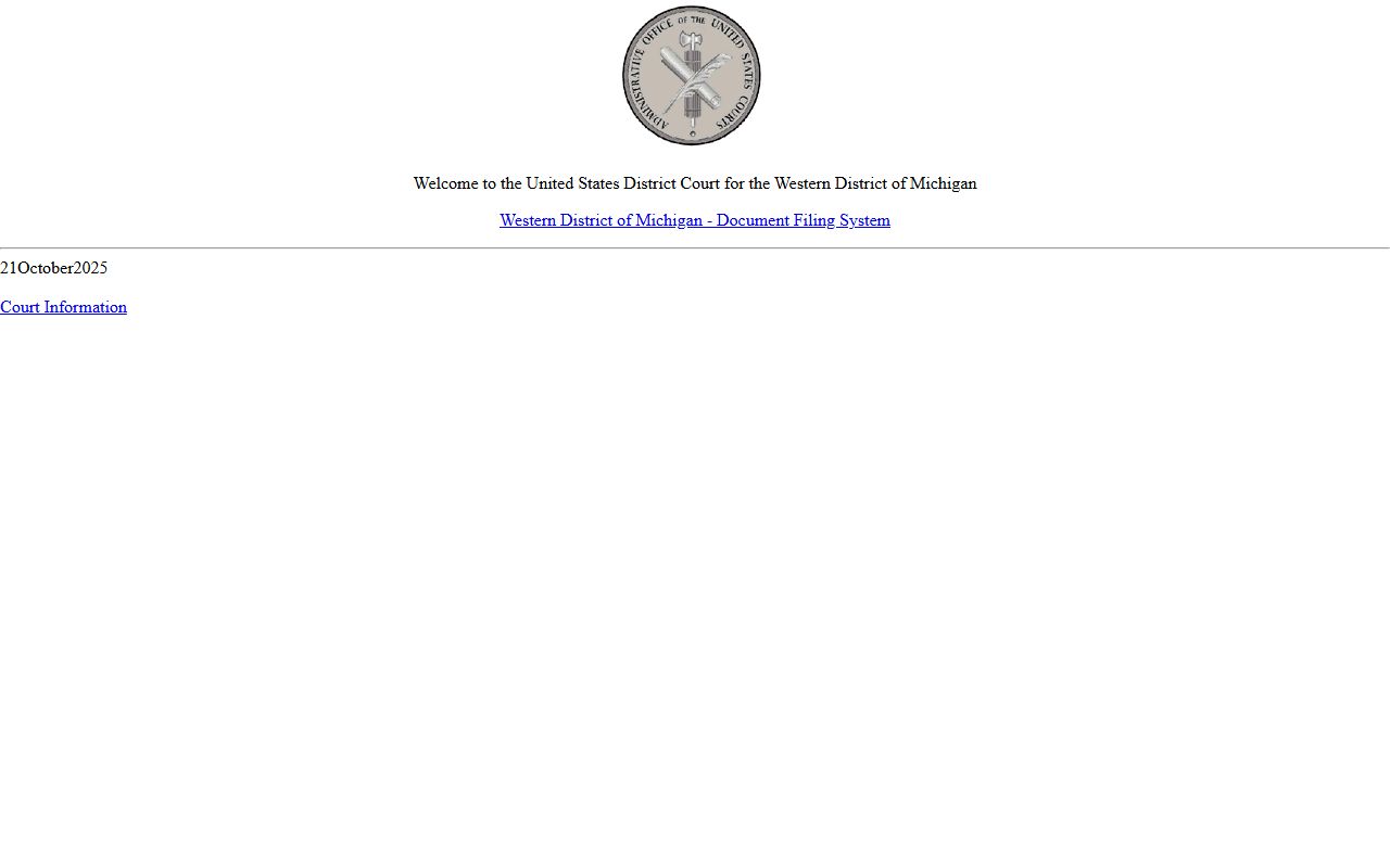 Mason County federal court filers sign in to the Western District of Michigan CM/ECF system