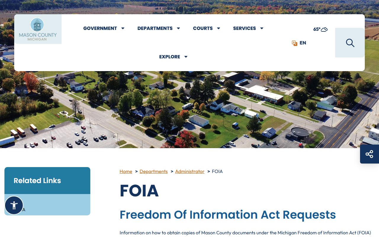 Mason County court records and FOIA requests on the county FOIA page