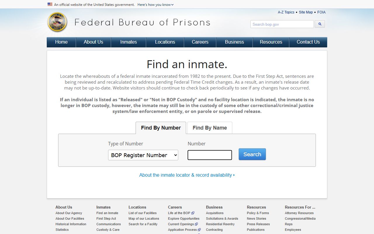 Federal Bureau of Prisons inmate locator for Mason County federal custody