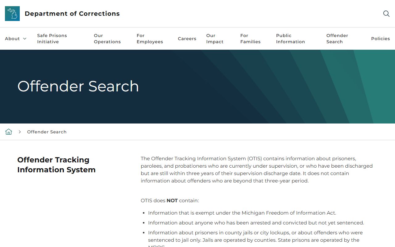 Mason County warrant reference on the Michigan OTIS information page